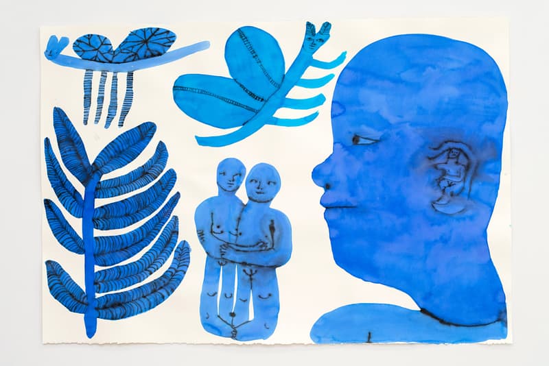 Emma Kohlmann "I Have Considered the Lilies" Exhibition Chandran Gallery Flowers Plants Nude Figures Butterflies Faces Watercolors
