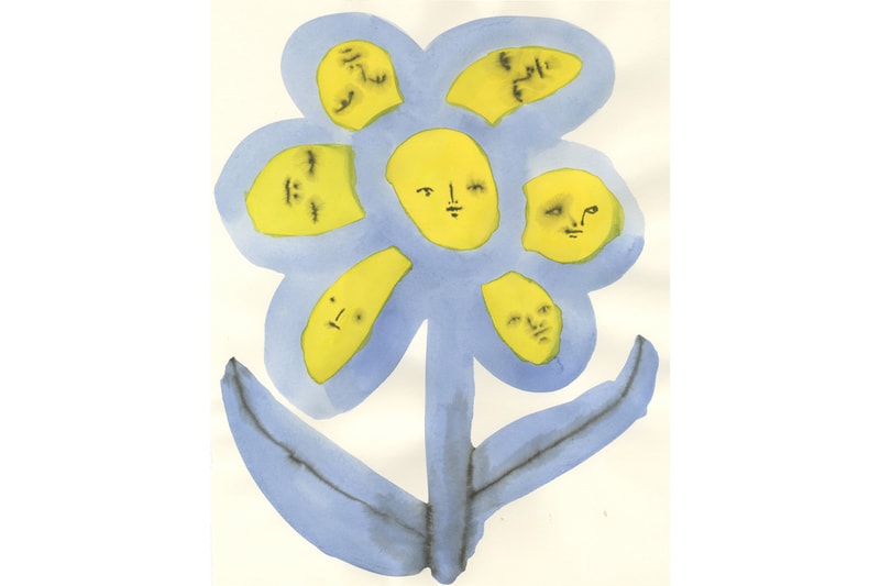 Emma Kohlmann "I Have Considered the Lilies" Exhibition Chandran Gallery Flowers Plants Nude Figures Butterflies Faces Watercolors 