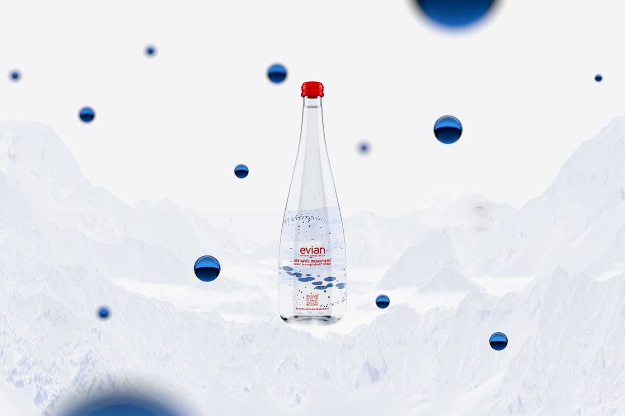 virgil abloh evian water bottle activate movement program competition grant sustainability release information april buy cop purchase order