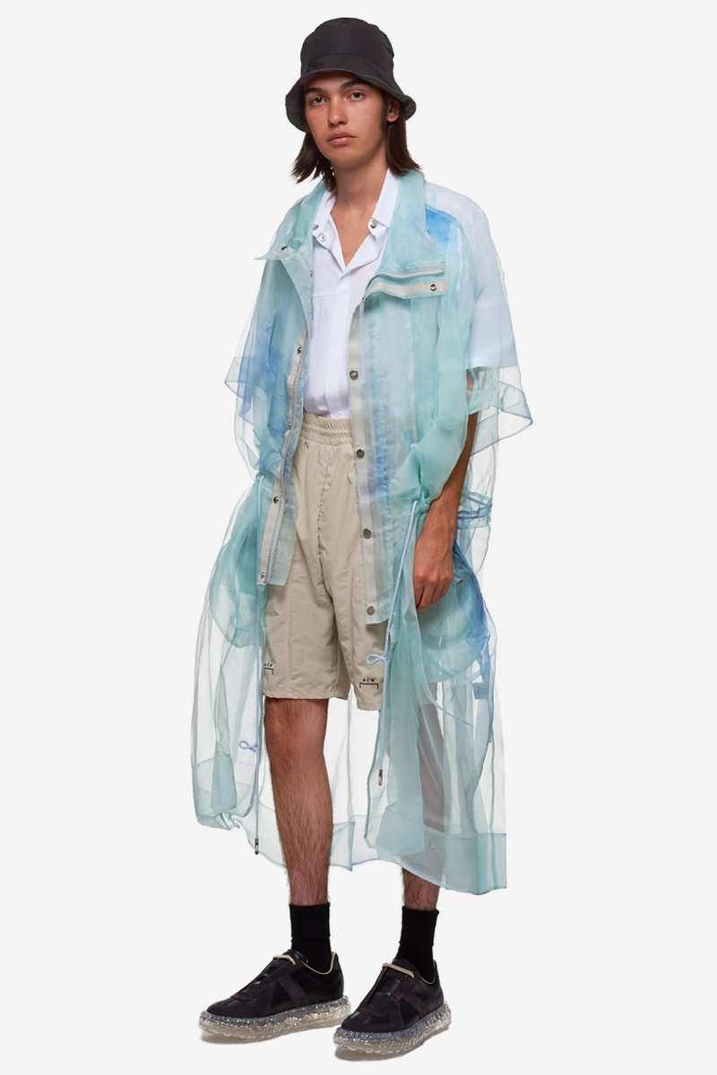 Feng Chen Wang Transparent Coat Blue Silk spring summer 2020 collection delicate jacket see through fabric material textile chinese designer streetwear menswear COA005 BLUE