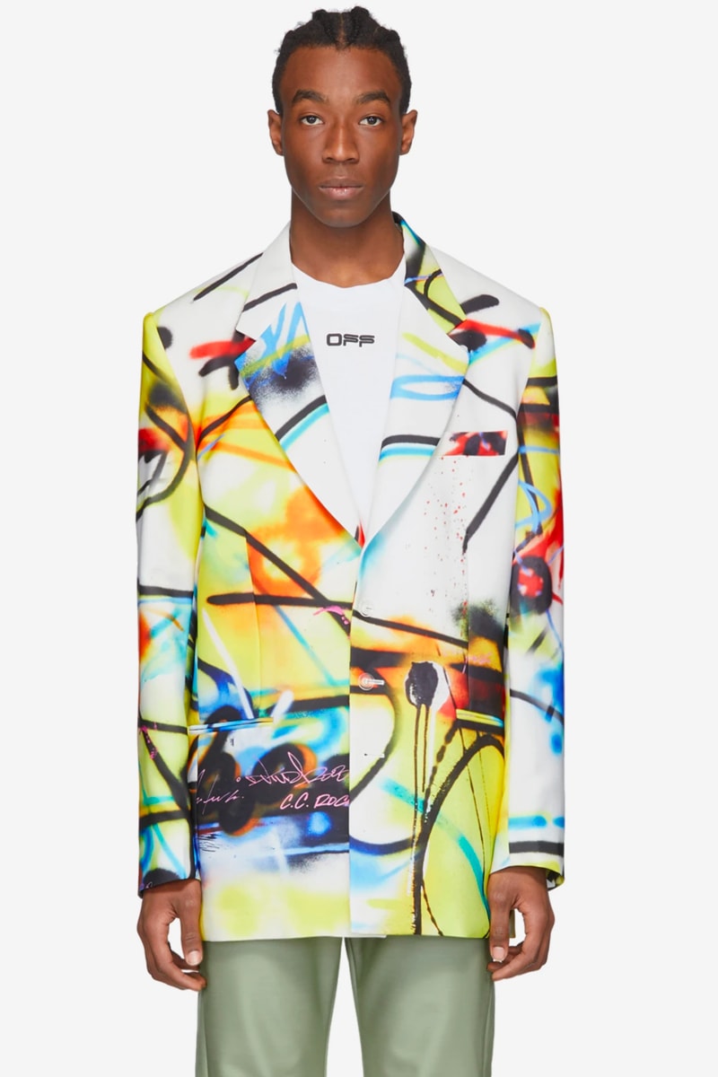 Futura Off White Spray Paint Over Blazer abstract painterly new york city based artist virgil abloh garments sartorial bespoke classic retro vintage spring summer 2020 collection