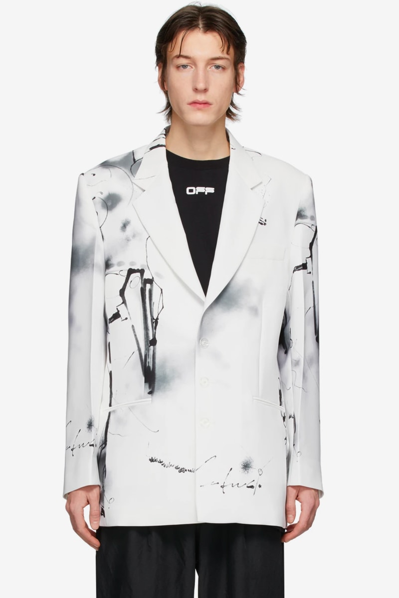 Futura Off White Spray Paint Over Blazer abstract painterly new york city based artist virgil abloh garments sartorial bespoke classic retro vintage spring summer 2020 collection