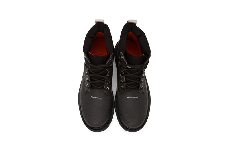 heron preston black recycled lh worker boots white reflective worker boots