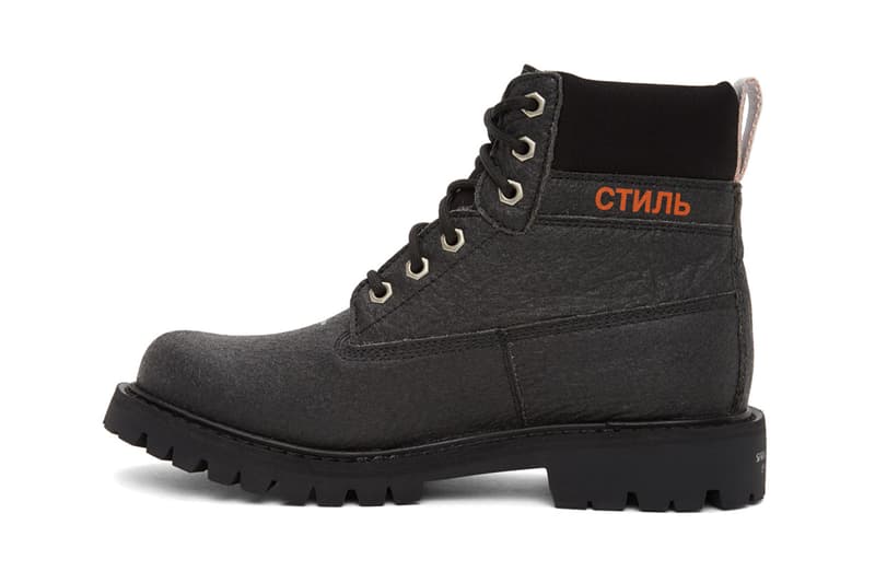 heron preston black recycled lh worker boots white reflective worker boots