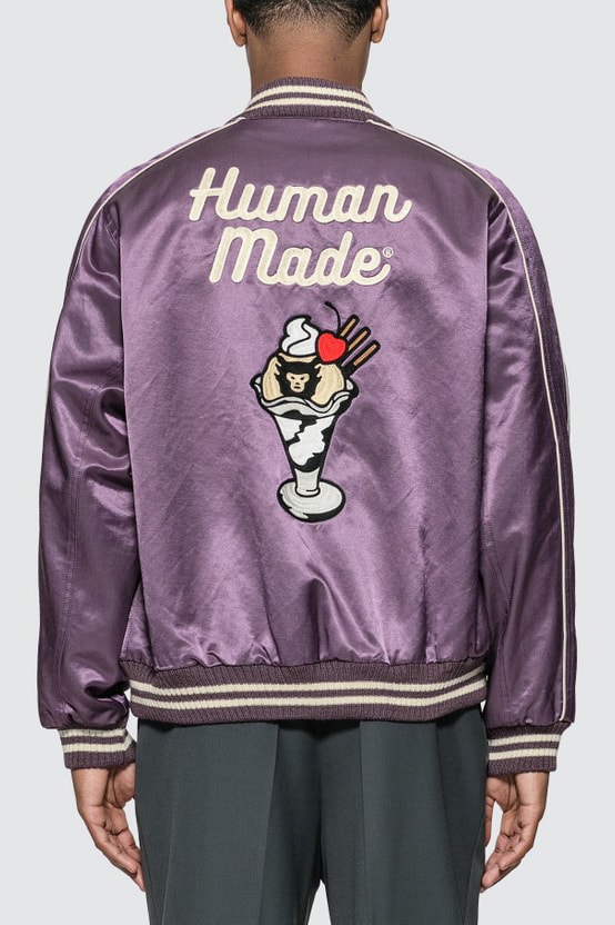 HUMAN MADE Purple Varsity Satin Jacket