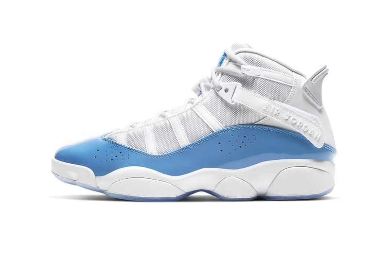 Jordan Brand 6 Rings UNC Colorway White Valor Blue Ice White CW7037 100 nike footwear shoes sneakers basketball checks trainers runners michael jordan north carolina CW7037 100