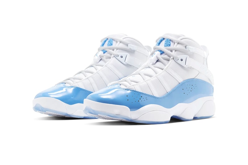 Jordan Brand 6 Rings UNC Colorway White Valor Blue Ice White CW7037 100 nike footwear shoes sneakers basketball checks trainers runners michael jordan north carolina CW7037 100