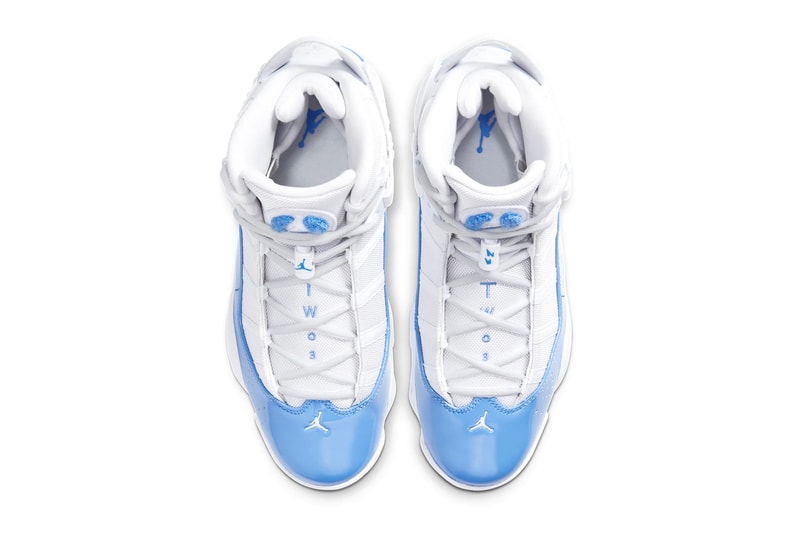 Jordan Brand 6 Rings UNC Colorway White Valor Blue Ice White CW7037 100 nike footwear shoes sneakers basketball checks trainers runners michael jordan north carolina CW7037 100