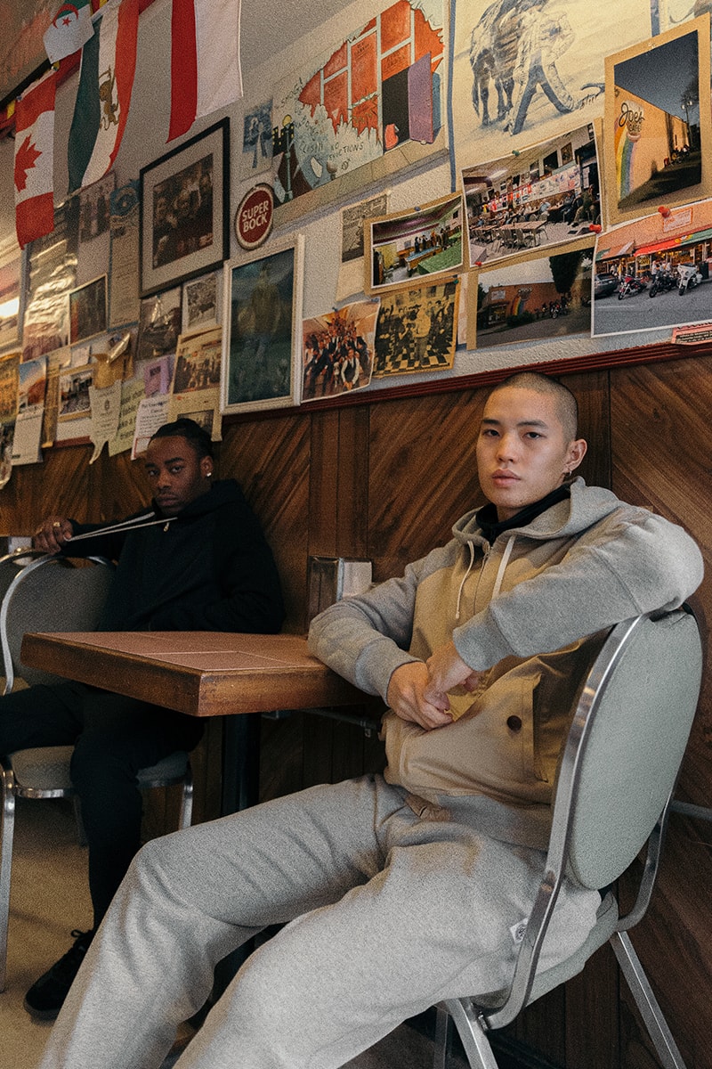 Junya Watanabe MAN Reigning Champ Spring 2020 Capsule lookbook french terry japanese designer comme des garcons collection cotton twill sweats hoodies pants fleece deconstructed