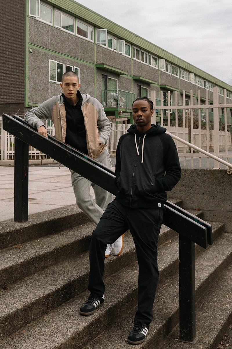 Junya Watanabe MAN Reigning Champ Spring 2020 Capsule lookbook french terry japanese designer comme des garcons collection cotton twill sweats hoodies pants fleece deconstructed