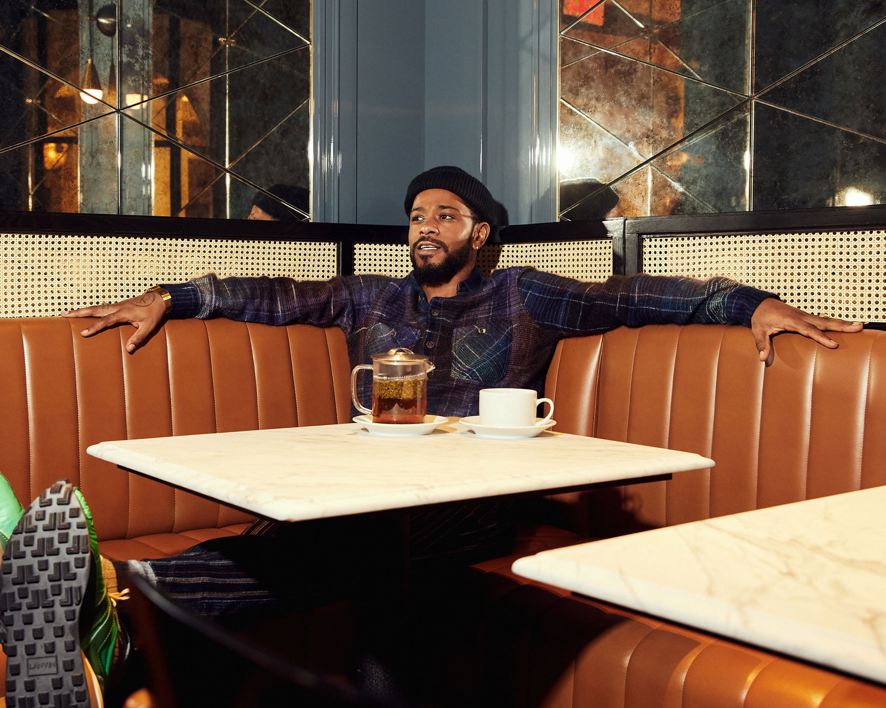 lakeith stanfield the photograph press interview atlanta issa rae bergdorf goodmans bar sorry to bother you