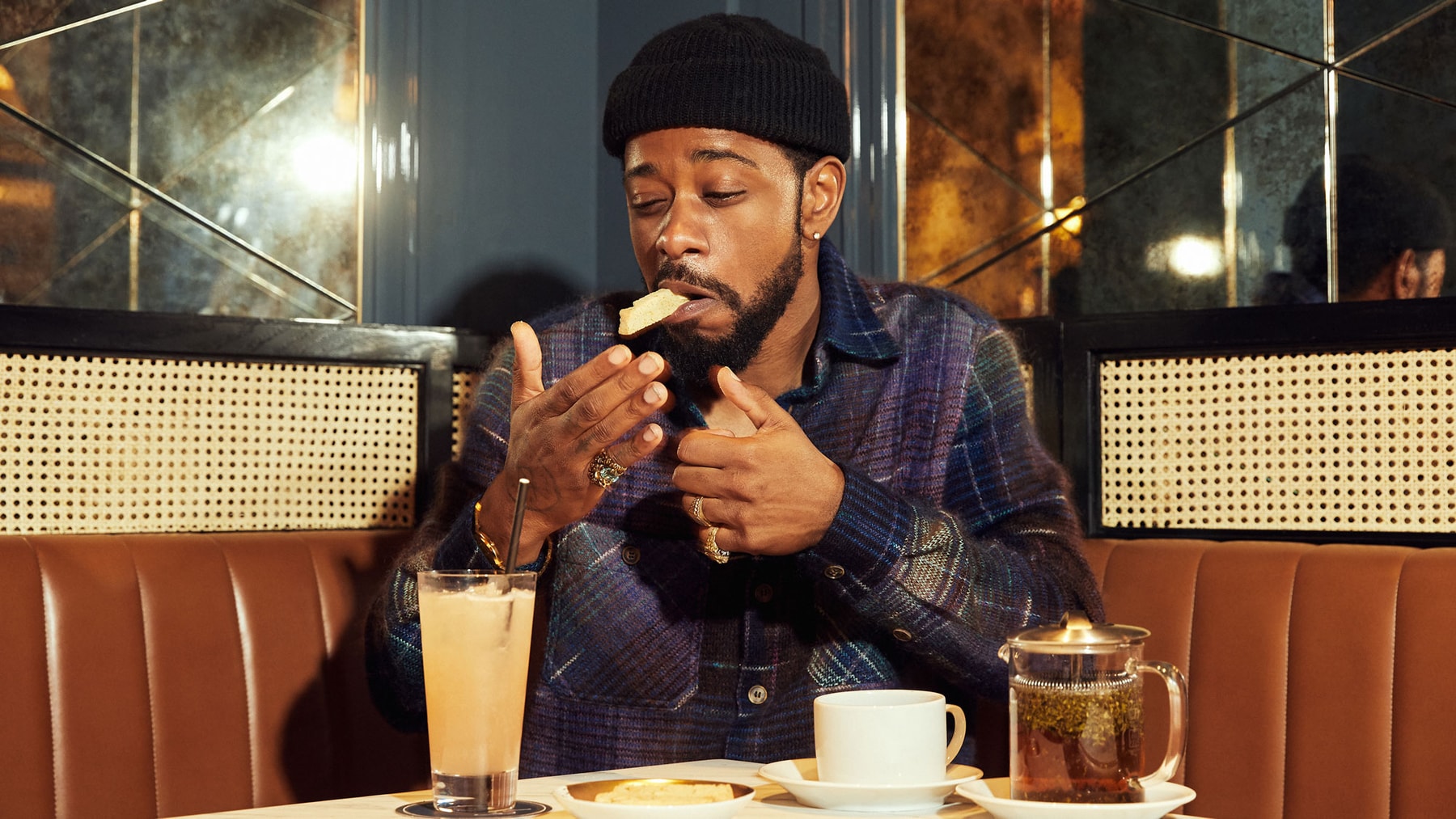 lakeith stanfield the photograph press interview atlanta issa rae bergdorf goodmans bar sorry to bother you