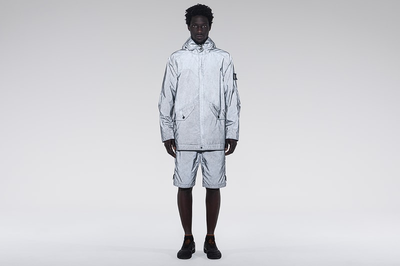 LUISAVIAROMA Exclusive Stone Island Plated Reflective Dust Shorts Parka Release Info Buy
