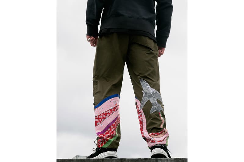 maharishi Upcycles Kimonos for Vapour Trail Capsule release info drop date japanese fabrics military vintage ss20 Artworks are hand-machine embroidered on to Original Snopants and 100% organic cotton t-shirts
