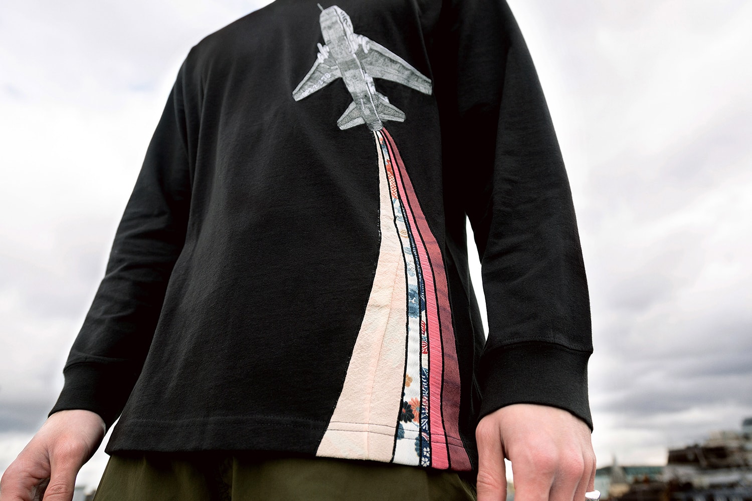 maharishi Upcycles Kimonos for Vapour Trail Capsule release info drop date japanese fabrics military vintage ss20  Artworks are hand-machine embroidered on to Original Snopants and 100% organic cotton t-shirts