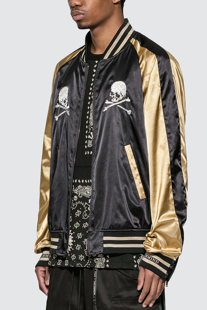 mastermind WORLD Black/Gold Skull Souvenir Jacket Japan Gang Hawaii Style