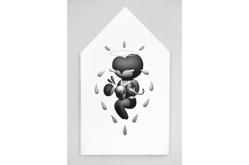 Mike Lee "Sunny Days" Solo Exhibition Over The Influence Paintings Female Figures Monochromatic Watering Can Tears Child Flowers