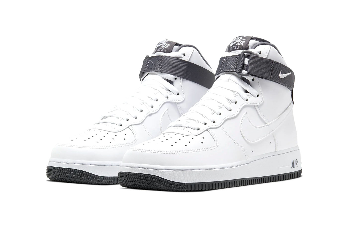 Nike Air Force 1 High 07 lv8 2 White Dark Gray CD0910 100 shoes sneakers menswear footwear kicks trainers runners basketball spring summer 2020 collection swoosh streetwear check