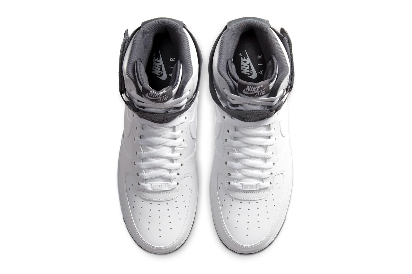 Nike Air Force 1 High 07 lv8 2 White Dark Gray CD0910 100 shoes sneakers menswear footwear kicks trainers runners basketball spring summer 2020 collection swoosh streetwear check