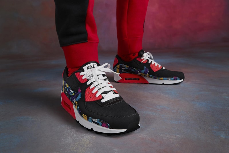 Nike Air Max 90 1990s archive department crinkle nylon apparel release information buy cop purchase february 24 pattern print bold colorful