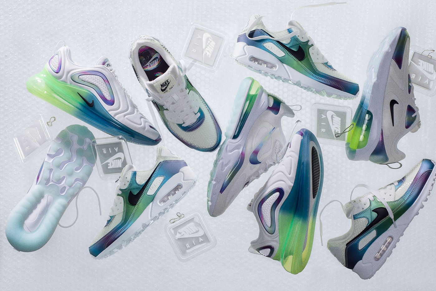 Nike Air Max Bubble Pack Full Look Release 90 270 98 720 Gradient Purple Blue Green iridescent 