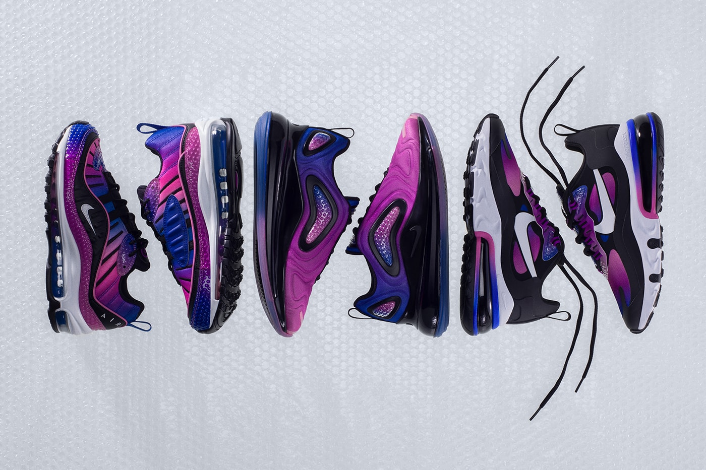Nike Air Max Bubble Pack Full Look Release 90 270 98 720 Gradient Purple Blue Green iridescent 