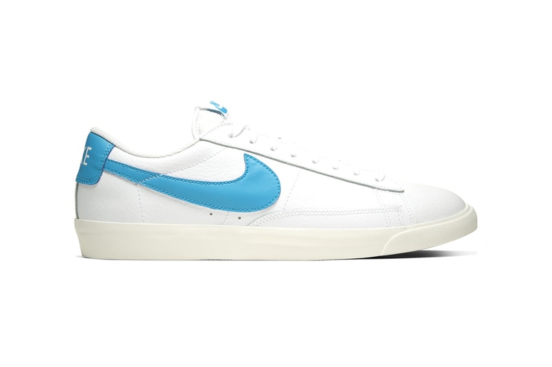 Nike Blazer Low Leather Drops in Four Bold Colorways "WHITE/VOLTAGE PURPLE-SAIL" "WHITE/LASER BLUE-SAIL" "WHITE/GREEN SPARK-SAIL" WHITE/BLACK-SAIL" Premium Materials Release Information Sneakers Footwear Swoosh Brand Vintage Retro