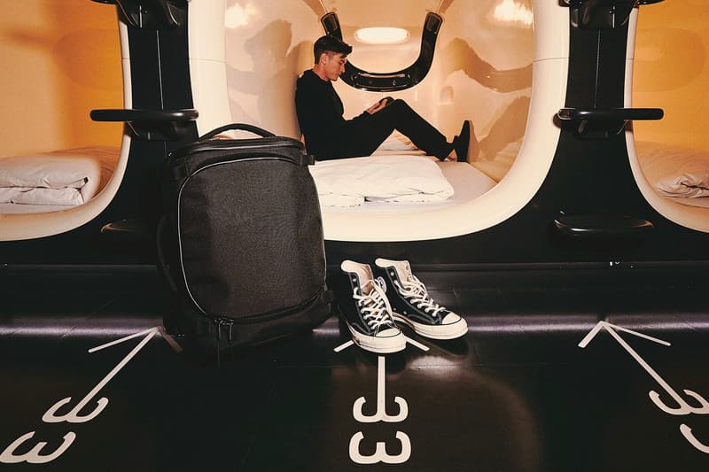 nine hours Aer Capsule Collection Release Backpack Bag Hotel Black Grey 35 40 L Pack