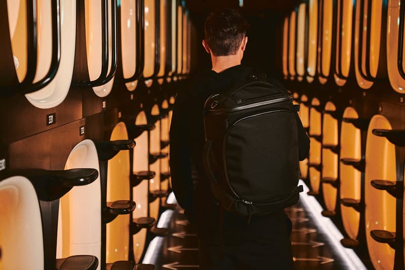 nine hours Aer Capsule Collection Release Backpack Bag Hotel Black Grey 35 40 L Pack