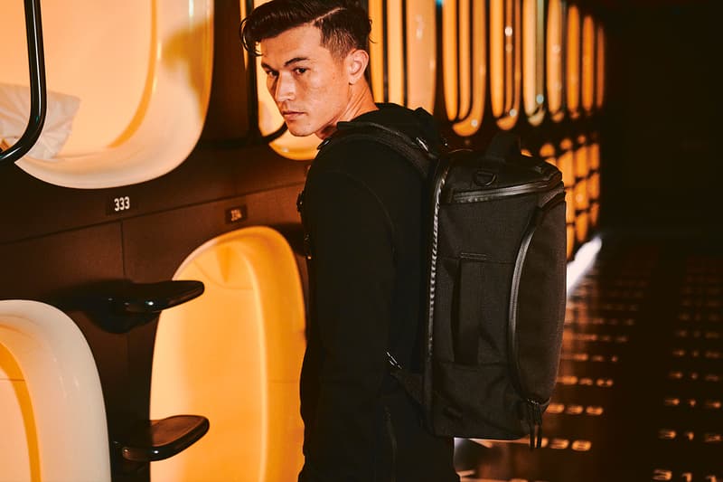 nine hours Aer Capsule Collection Release Backpack Bag Hotel Black Grey 35 40 L Pack