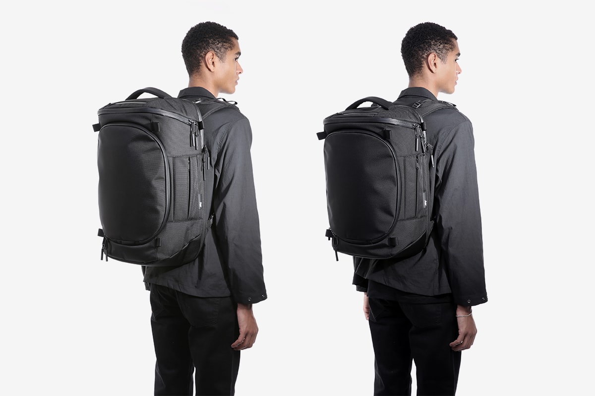 nine hours Aer Capsule Collection Release Backpack Bag Hotel Black Grey 35 40 L Pack