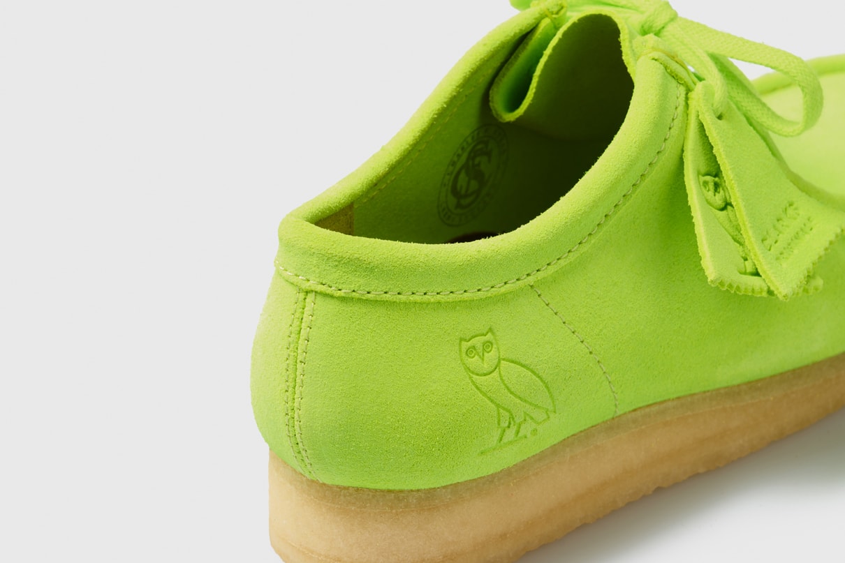 OVO x Clarks Originals 2020 Wallabee Low octobers very own collaboration colorway green october black drake owl logo release date