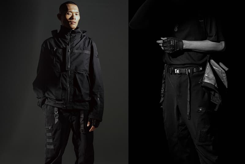 idle/idō x ORBITGear "Osmosis" Collection Waterproof Jacket Bottom Pants 2Way Pack Graphic T-shirt Black Velcro Pockets YKK Zippers lookbook collaboration ss20 spring summer 2020 techwear