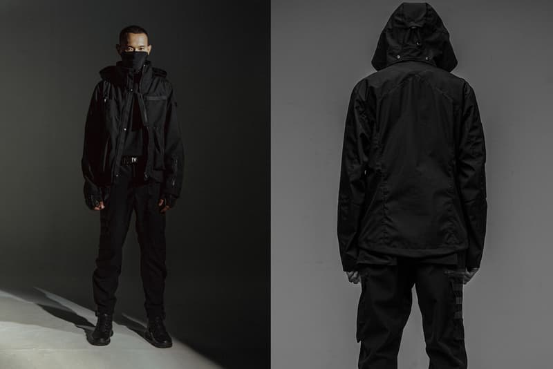 idle/idō x ORBITGear "Osmosis" Collection Waterproof Jacket Bottom Pants 2Way Pack Graphic T-shirt Black Velcro Pockets YKK Zippers lookbook collaboration ss20 spring summer 2020 techwear