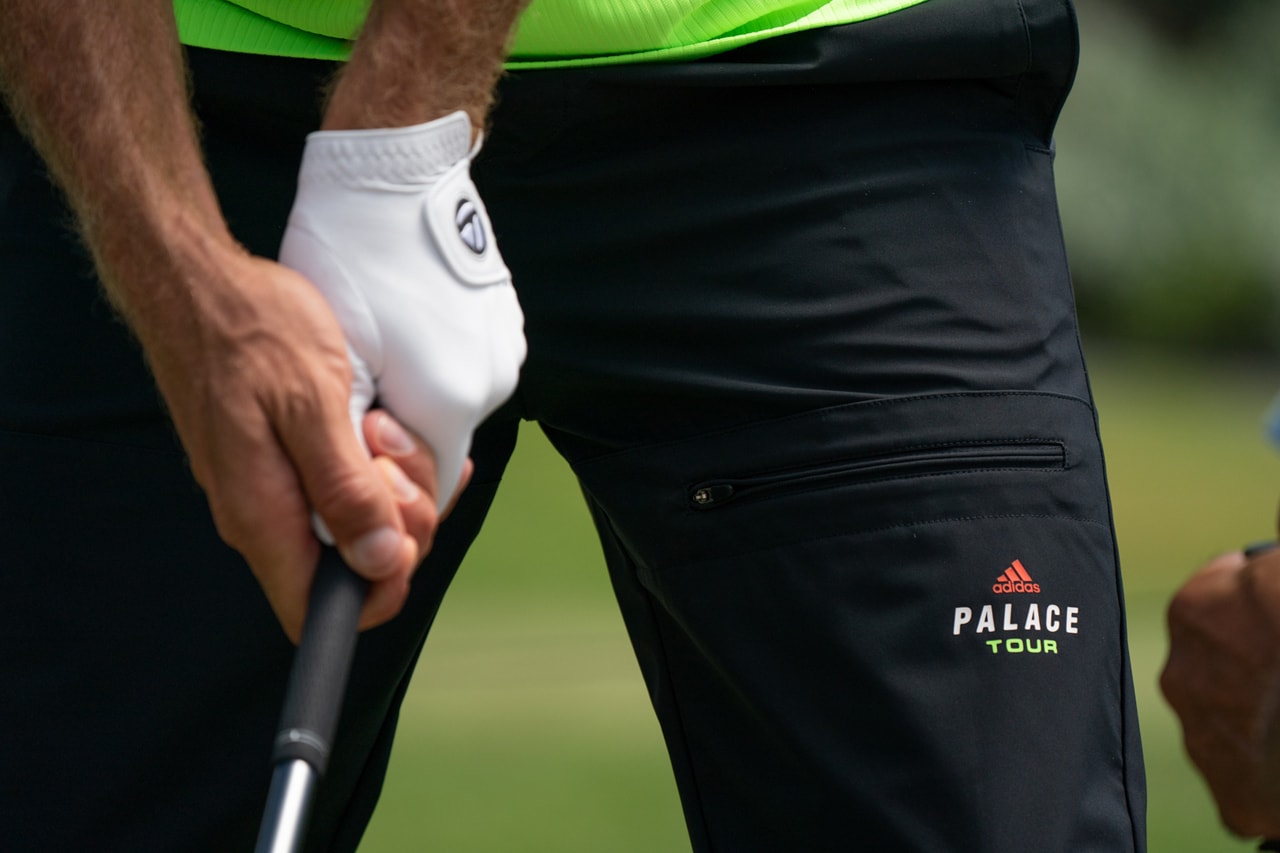 Palace x adidas Golf SS20 Collection Lookbook Dustin Johnson Joaquin Niemann Sergio Garcia Sneaker glove sleeve towel hat pants shirt polo jacket