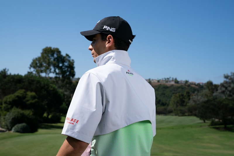 Palace x adidas Golf SS20 Collection Lookbook Dustin Johnson Joaquin Niemann Sergio Garcia Sneaker glove sleeve towel hat pants shirt polo jacket