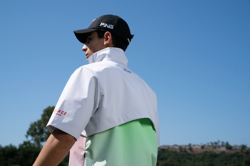 Palace x adidas Golf SS20 Collection Lookbook Dustin Johnson Joaquin Niemann Sergio Garcia Sneaker glove sleeve towel hat pants shirt polo jacket