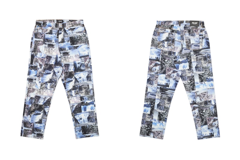 Palace skateboards spring 2020 trousers denim jeans waterfall print cargo track pants joggers script buy cop purchase