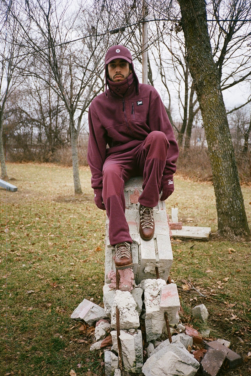 Patta Polartec Collection Lookbook & Release Information First Look Drop Date February 14 Valentine's Day Fleece Track Suit Bucket Hat Flap Cap Gloves Neck Gaiter "Port Royal/Eggplant" Black