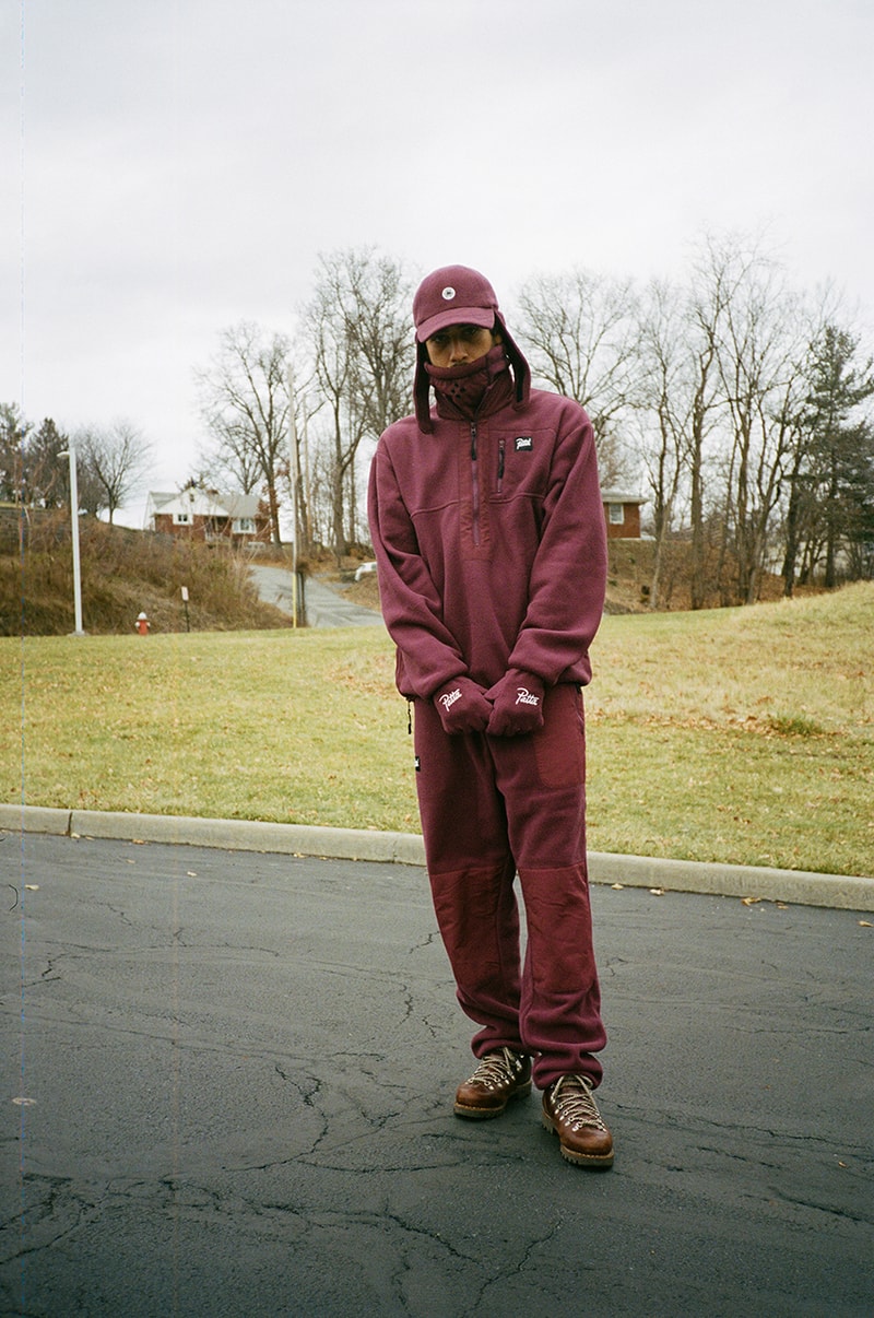 Patta Polartec Collection Lookbook & Release Information First Look Drop Date February 14 Valentine's Day Fleece Track Suit Bucket Hat Flap Cap Gloves Neck Gaiter "Port Royal/Eggplant" Black