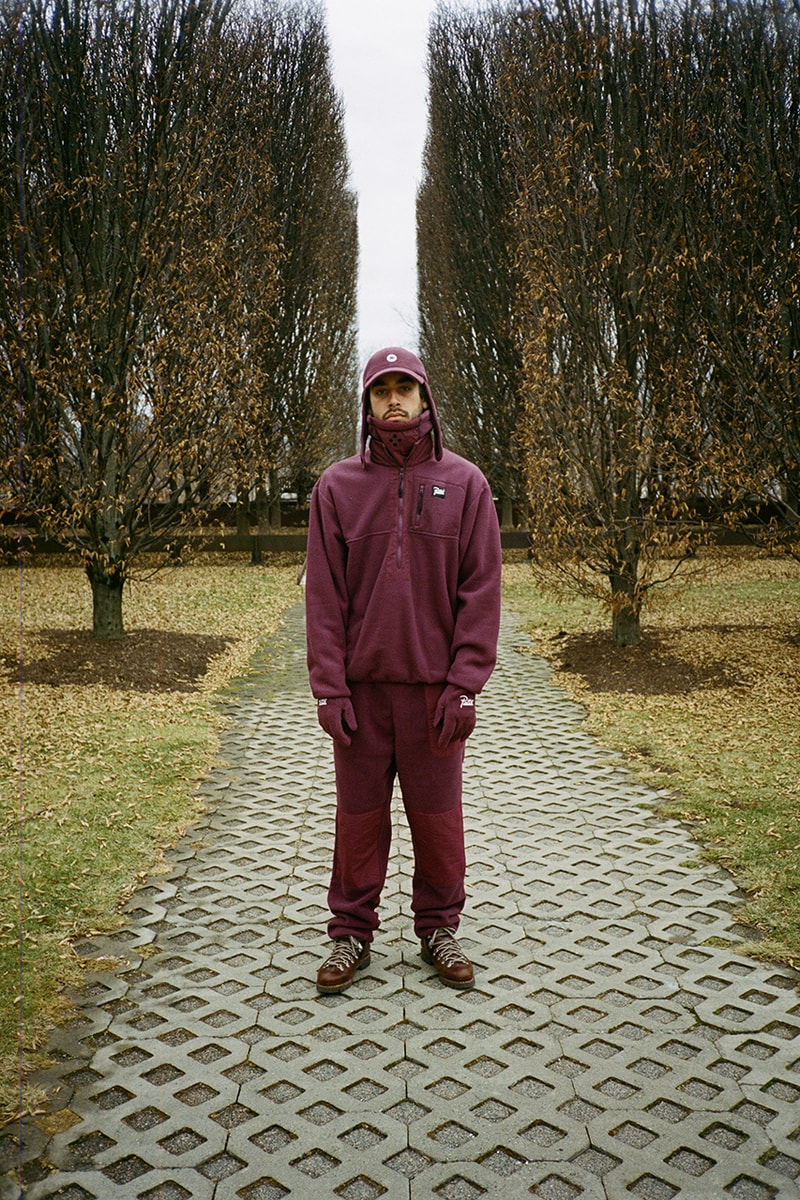 Patta Polartec Collection Lookbook & Release Information First Look Drop Date February 14 Valentine's Day Fleece Track Suit Bucket Hat Flap Cap Gloves Neck Gaiter "Port Royal/Eggplant" Black