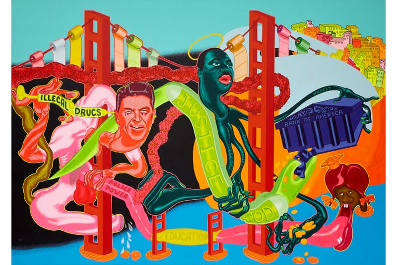 Peter Saul "Crime and Punishment" Exhibition New Museum Paintings Surreal Pop Art Presidents Trump Ronald Reagan 