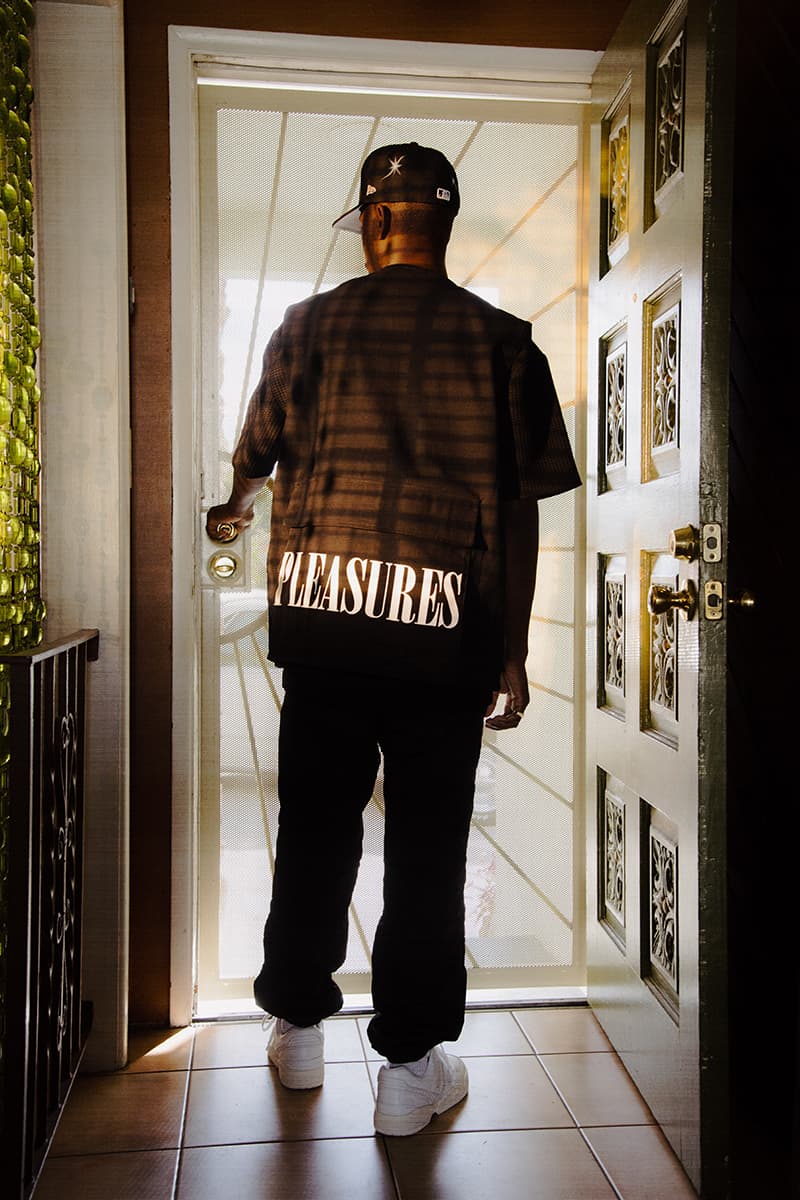 PLEASURES Spring Summer 2020 Collection Lookbook Release Info Alex James Hoodies T shirts Cap Hat Shorts Pants Trousers