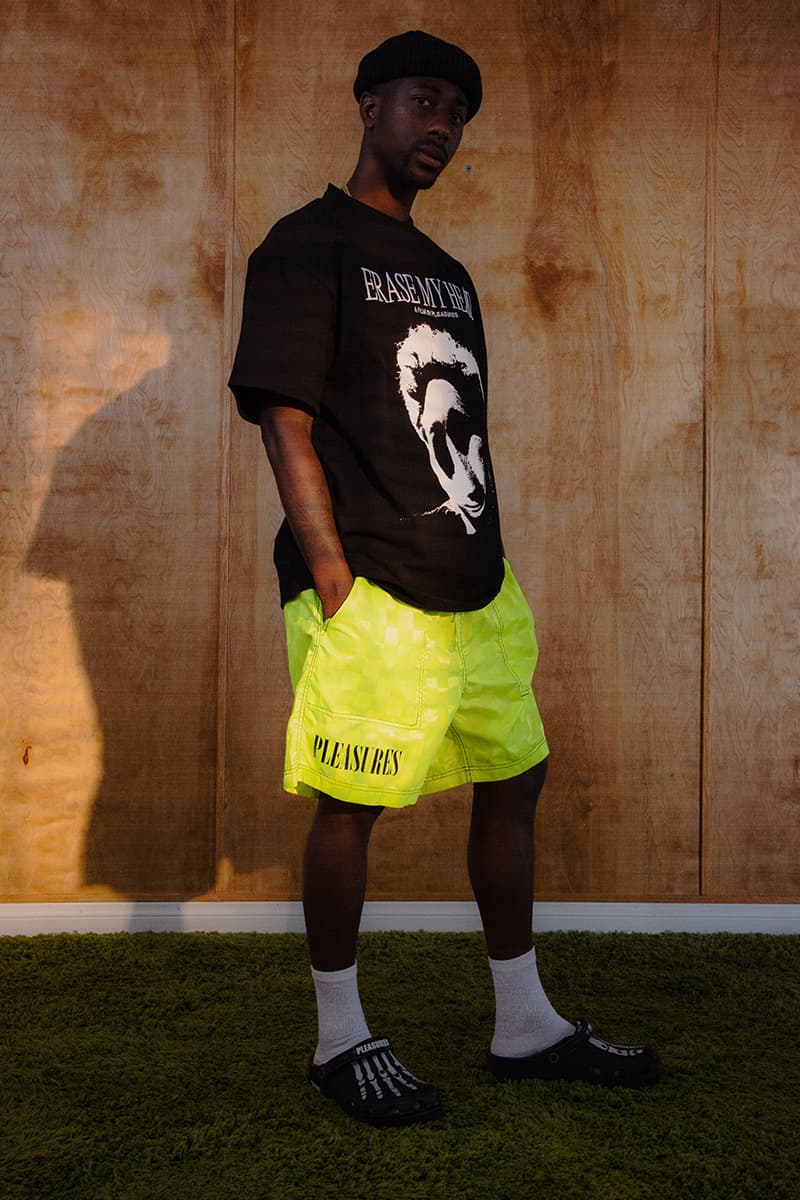 PLEASURES Spring Summer 2020 Collection Lookbook Release Info Alex James Hoodies T shirts Cap Hat Shorts Pants Trousers