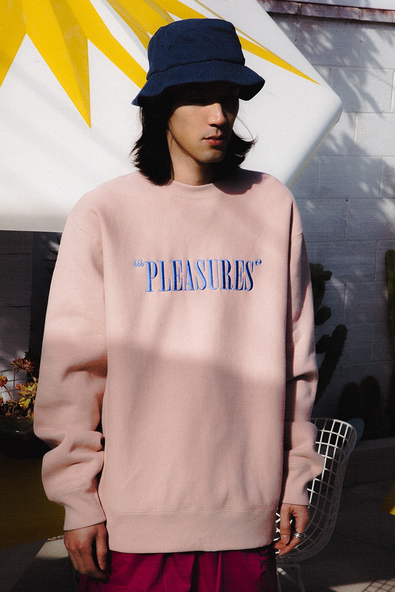 PLEASURES Spring Summer 2020 Collection Lookbook Release Info Alex James Hoodies T shirts Cap Hat Shorts Pants Trousers