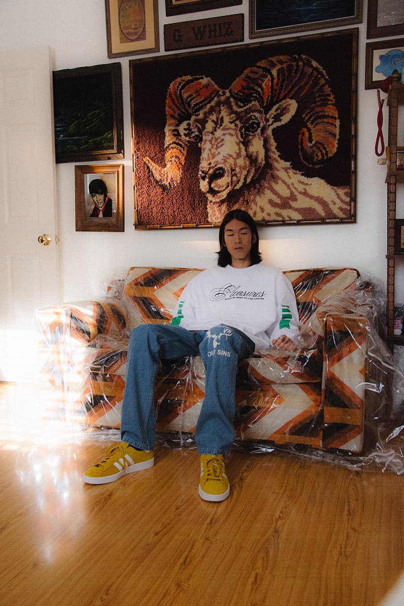 PLEASURES Spring Summer 2020 Collection Lookbook Release Info Alex James Hoodies T shirts Cap Hat Shorts Pants Trousers