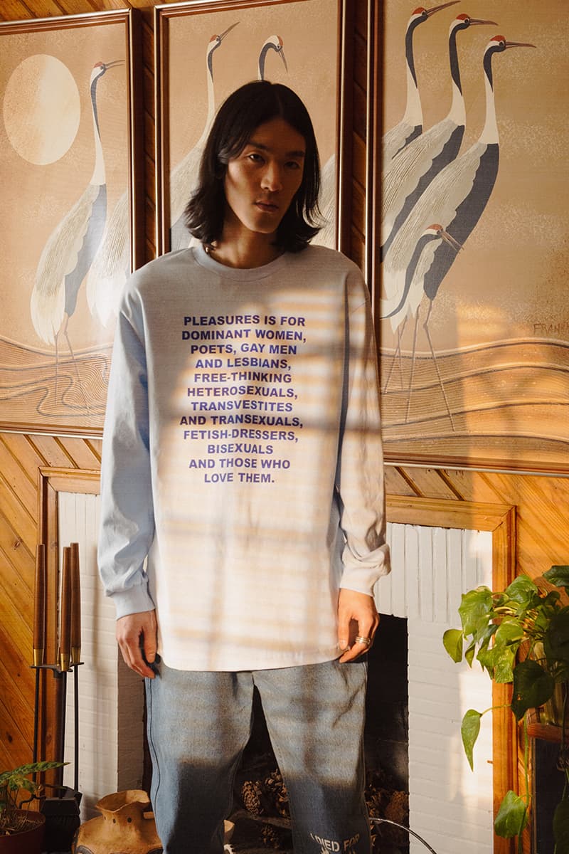 PLEASURES Spring Summer 2020 Collection Lookbook Release Info Alex James Hoodies T shirts Cap Hat Shorts Pants Trousers