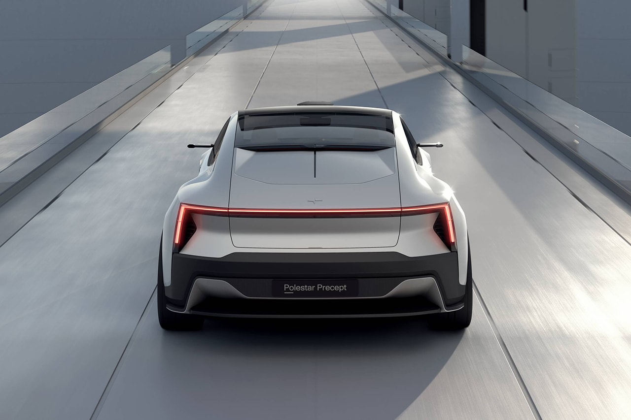 Polestar Precept Fully Electric Four-Door Grand Tourer Sustainable Interior Reclaimed Fishing Nets 3D Printed Knitted recycled PET bottles recycled cork vinyl digital environment future car automotive news updates Volvo Group Swedish Android EV 