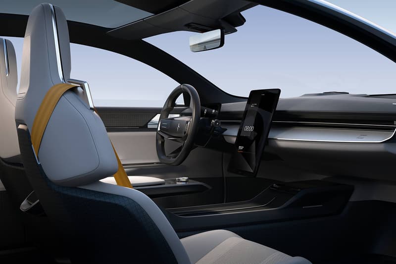 Polestar Precept Fully Electric Four-Door Grand Tourer Sustainable Interior Reclaimed Fishing Nets 3D Printed Knitted recycled PET bottles recycled cork vinyl digital environment future car automotive news updates Volvo Group Swedish Android EV 