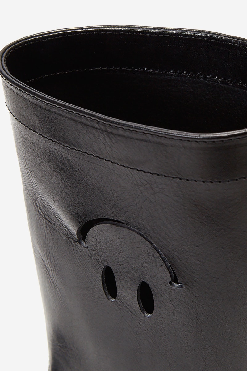Raf Simons Cut Out Smiley Face Leather Boots black footwear shoes trainers kicks boots full grain made in itay italian antwerp designer menswear streetwear fall winter 2020 collection